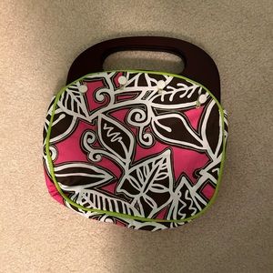 Reversible Multicolored Small Hand Bag with Wooden Handles